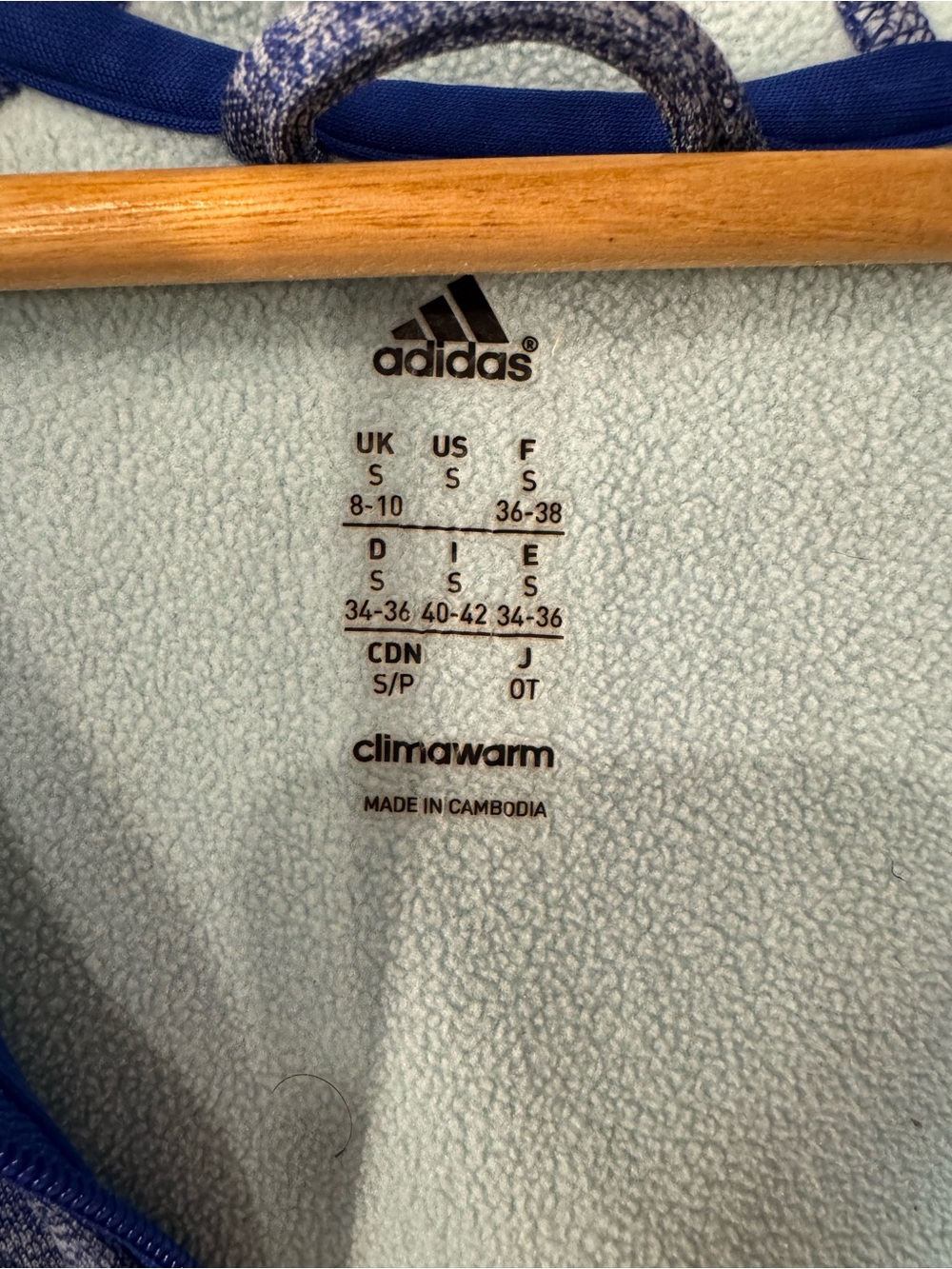 Adidas ClimaWarm Full Zip Hoodie Blue Womens Small Fleece Lined - Picture 6 of 11
